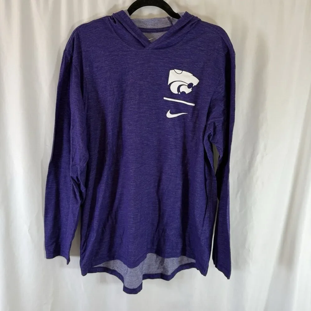K-State Wildcats Nike Hoodie Men's Large Purple Heathered Hooded Lightweight